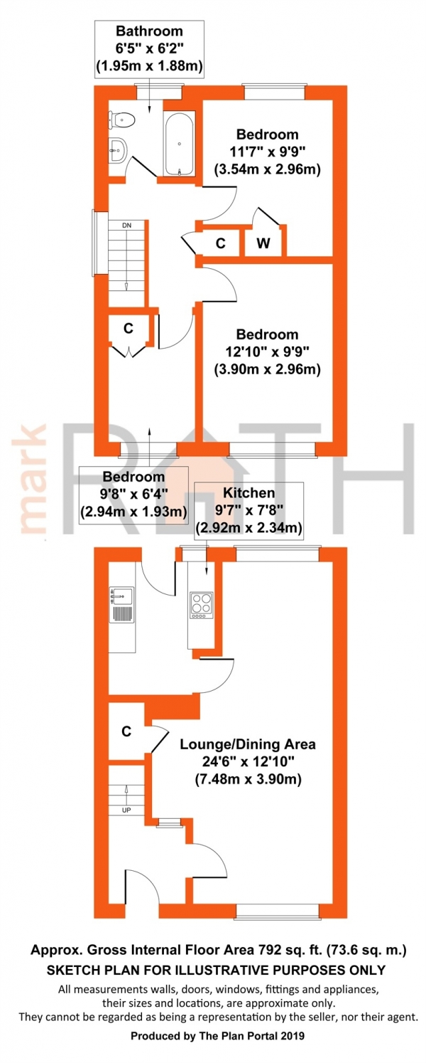 Floor Plan Image for 3 Bedroom Terraced House for Sale in Dieppe Close, Wokingham, Berkshire