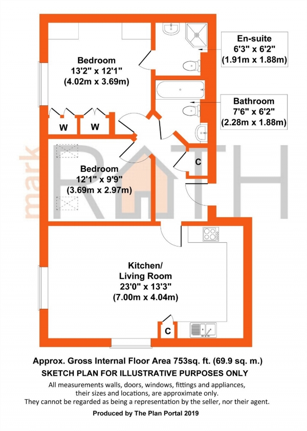 Floor Plan Image for 2 Bedroom Flat for Sale in Squirrel Walk, WOKINGHAM, Berkshire