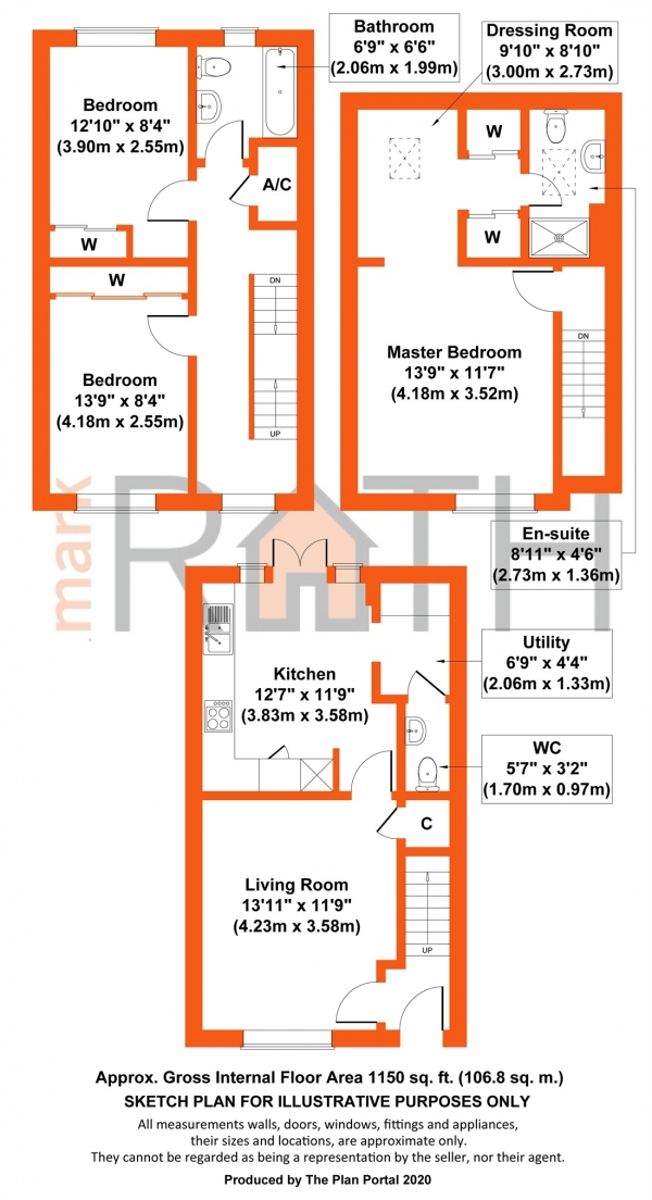 Floor Plan Image for 3 Bedroom Terraced House for Sale in Jardine Place, Bracknell, Berkshire