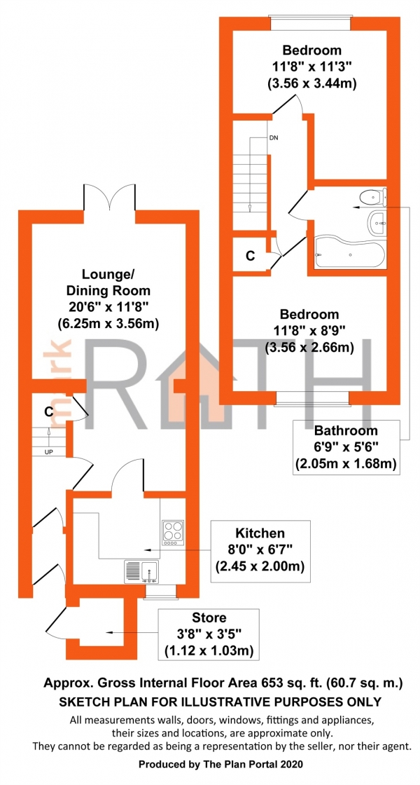 Floor Plan Image for 2 Bedroom Terraced House for Sale in Gloucestershire Lea, Warfield, Bracknell, Berkshire