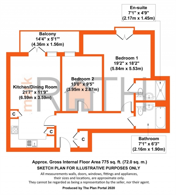 Floor Plan Image for 2 Bedroom Flat for Sale in Fleming Place, Bracknell, Berkshire