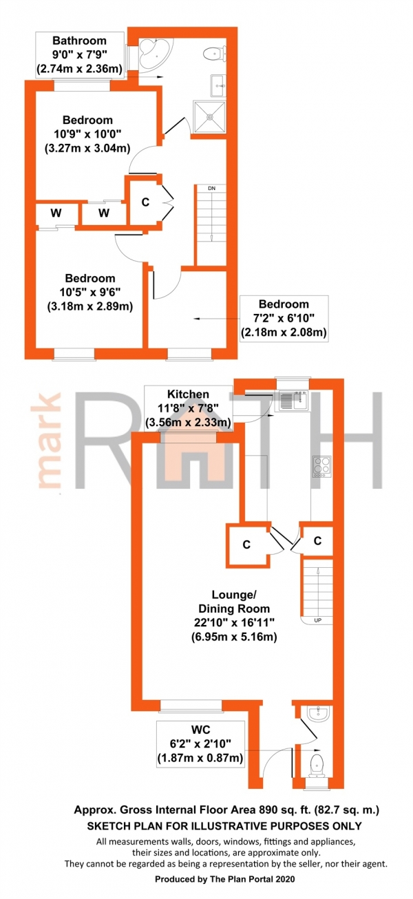 Floor Plan Image for 3 Bedroom Terraced House for Sale in Woodpecker Walk, WOKINGHAM, Berkshire