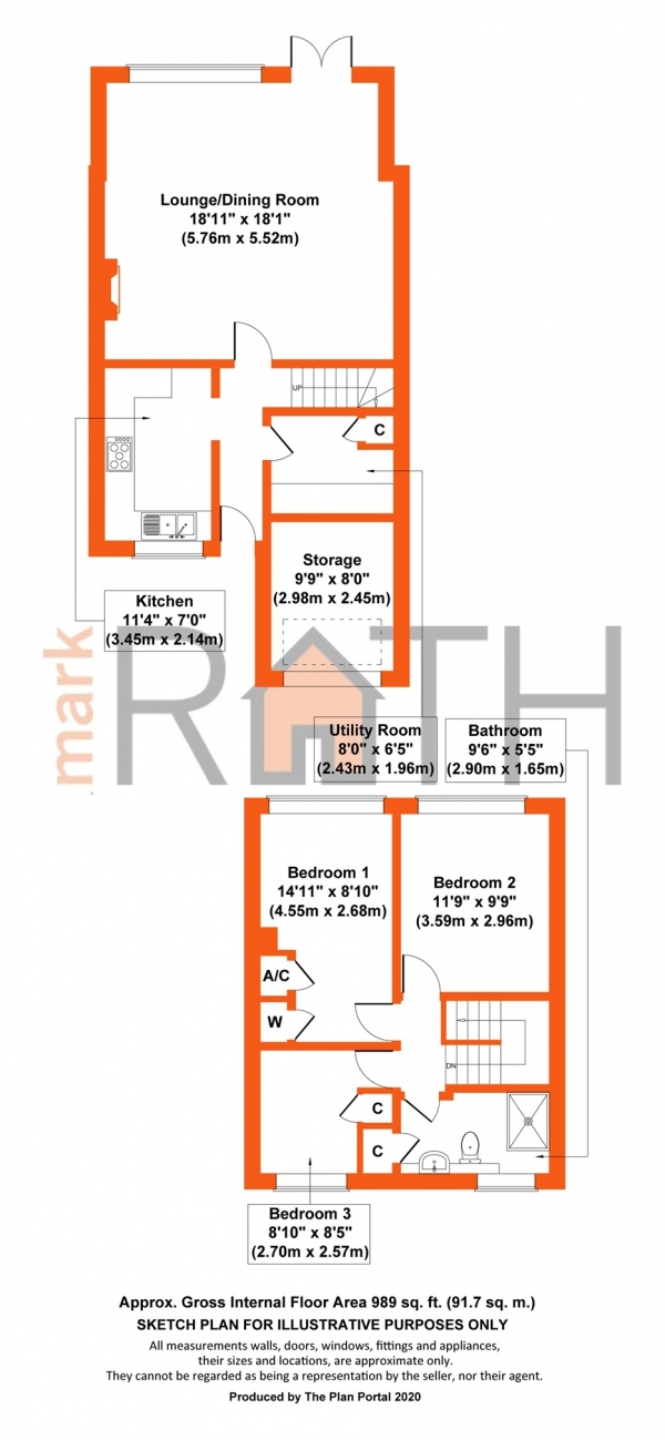 Floor Plan Image for 3 Bedroom Semi-Detached House for Sale in Wedderburn Close, Winnersh, Wokingham, Berkshire