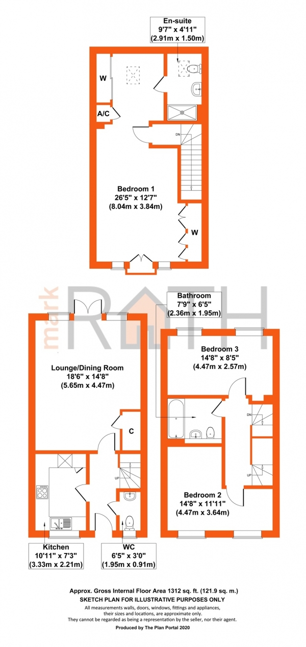 Floor Plan Image for 3 Bedroom Terraced House for Sale in Oak Avenue, Wokingham, Berkshire