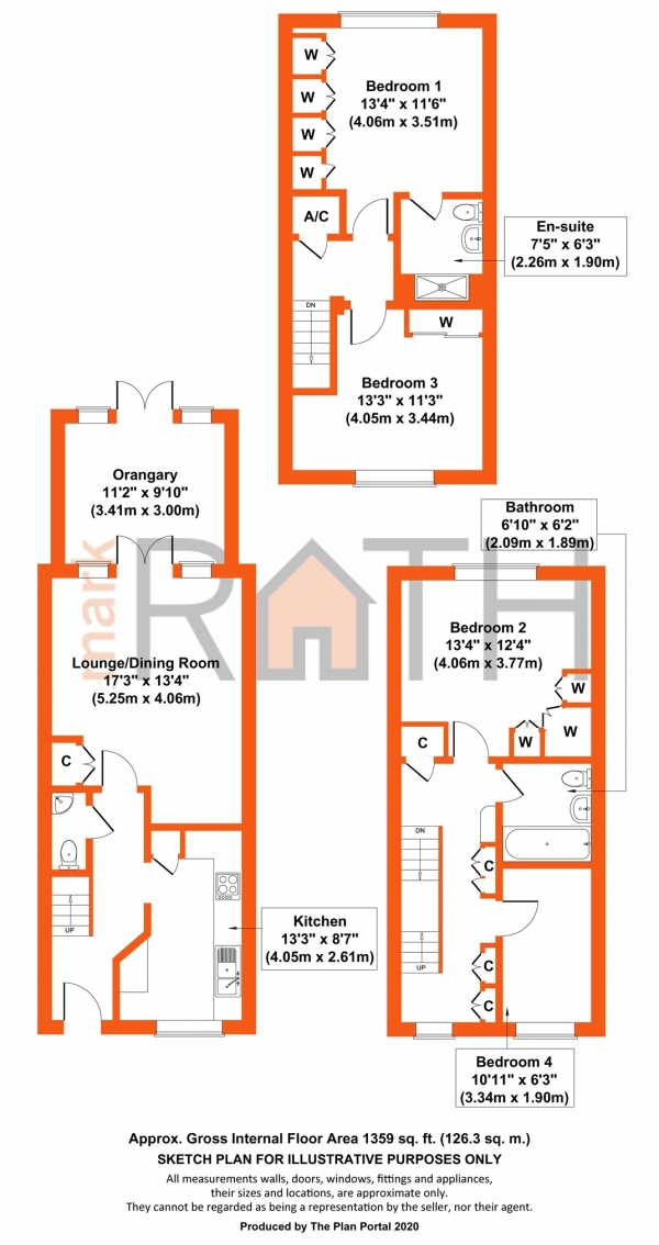 Floor Plan Image for 4 Bedroom Terraced House for Sale in Outfield Crescent, Wokingham, Berkshire