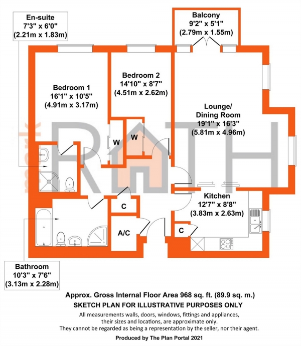 Floor Plan Image for 2 Bedroom Retirement Property for Sale in Woolf Drive, WOKINGHAM, Berkshire