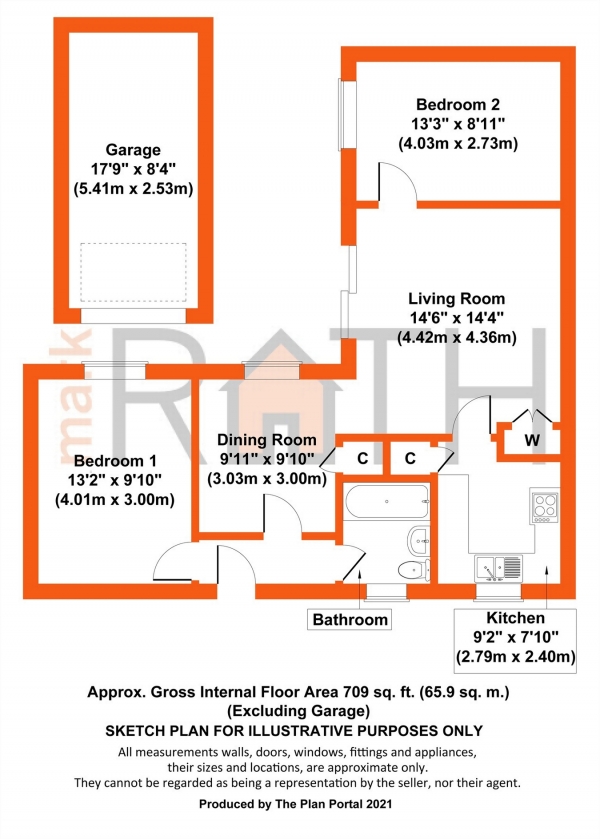 Floor Plan Image for 2 Bedroom Detached Bungalow for Sale in Harrington Close, Lower Earley, Reading, Berkshire