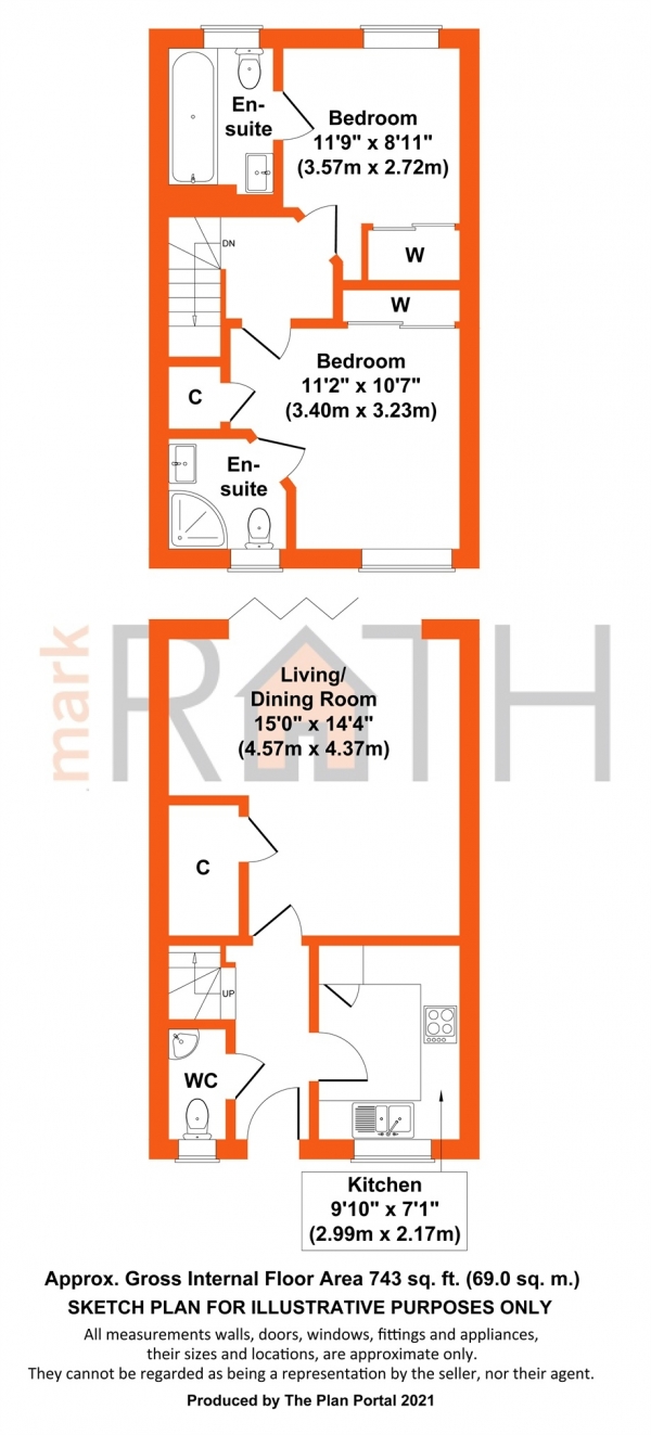 Floor Plan Image for 2 Bedroom Terraced House for Sale in Columba Gardens, Wokingham, Berkshire