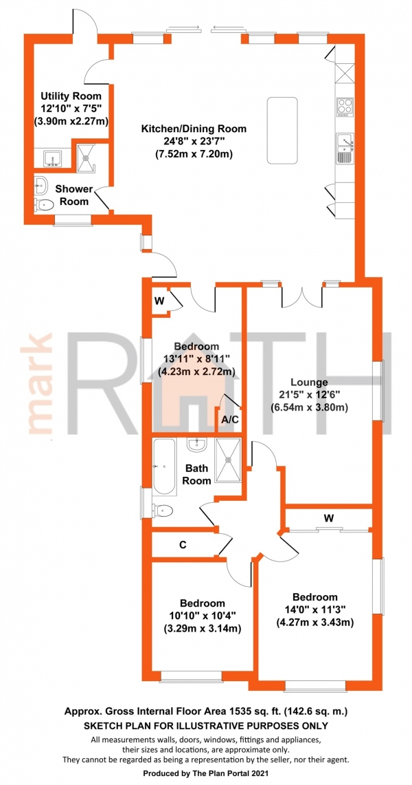 Floor Plan Image for 3 Bedroom Detached Bungalow for Sale in Simons Lane, Wokingham, Berkshire