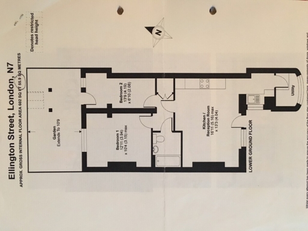 Floor Plan Image for 2 Bedroom Apartment to Rent in Ellington Street,  Islington, N7