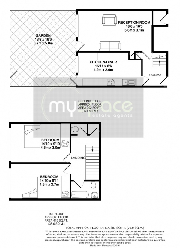 Floor Plan Image for 2 Bedroom Maisonette for Sale in 22 Carnoustie Drive,  Islington, N1