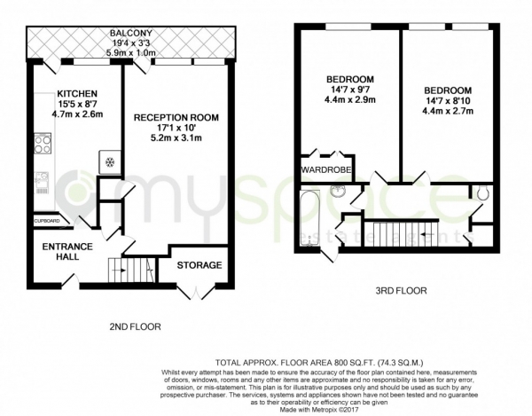 Floor Plan Image for 2 Bedroom Maisonette for Sale in Pembroke Street,  London, N1