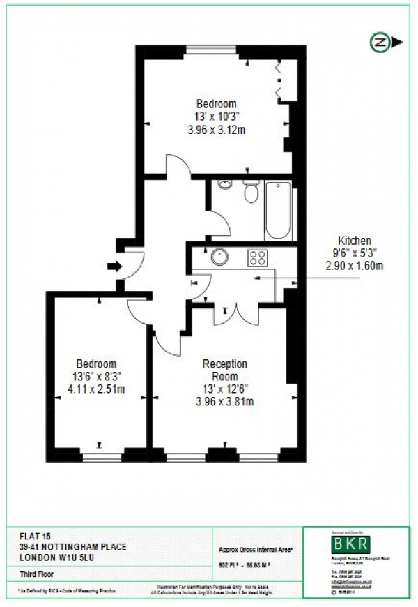 Floor Plan Image for 2 Bedroom Terraced House to Rent in Cedar Place, 39-41  Nottingham Place,  London, W1U