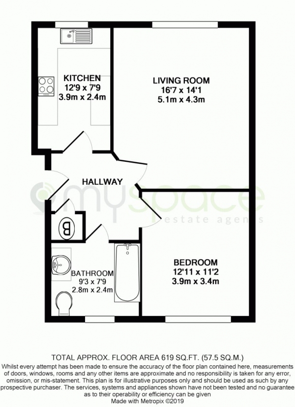 Floor Plan Image for 1 Bedroom Apartment for Sale in Tauheed Close,  Finsbury Park, N4