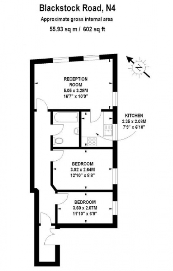 Floor Plan Image for 2 Bedroom Apartment to Rent in Blackstock Road,  Finsbury Park, N4