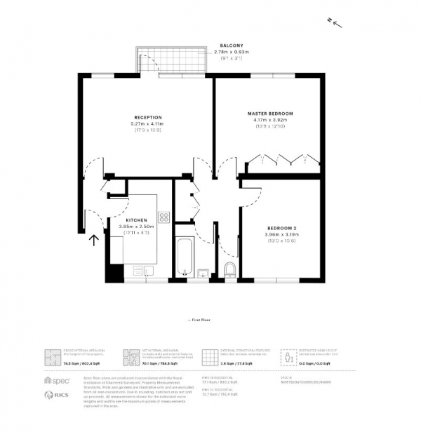 Floor Plan Image for 2 Bedroom Flat for Sale in Bilsby Lodge, Chalklands, Wembley, HA9