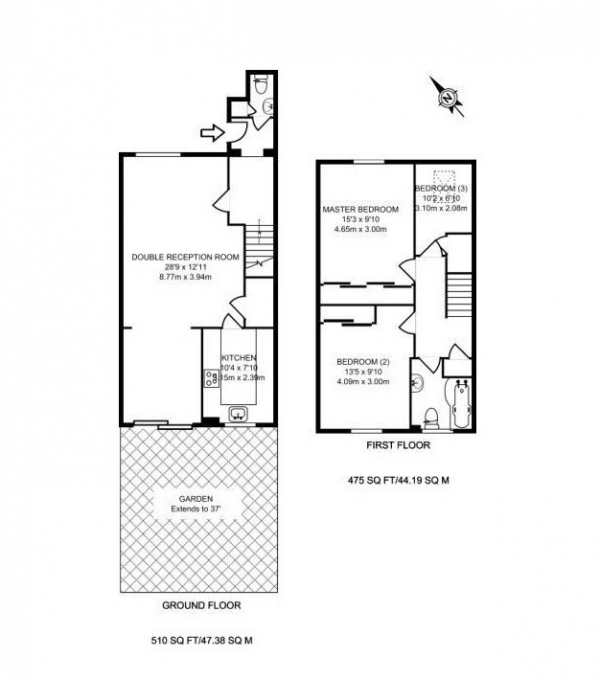 Floor Plan Image for 3 Bedroom End of Terrace House for Sale in Gabrielle Close,  Wembley, HA9