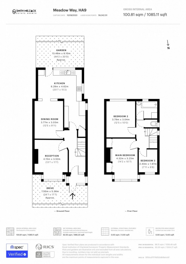 Floor Plan Image for 3 Bedroom Semi-Detached House for Sale in Meadow Way,  Wembley, HA9