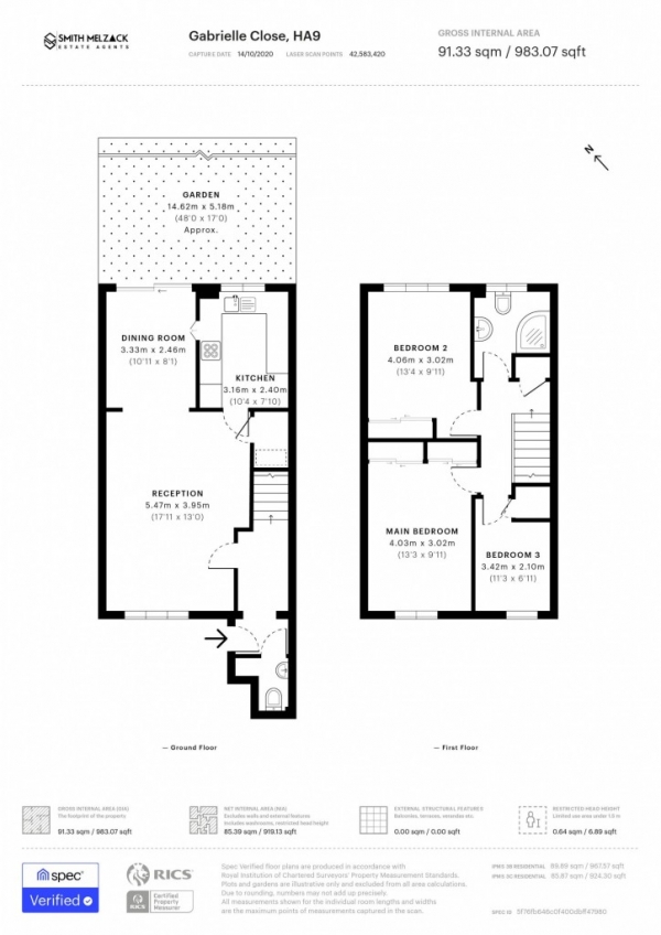 Floor Plan Image for 3 Bedroom Terraced House for Sale in Gabrielle Close,  Wembley, HA9