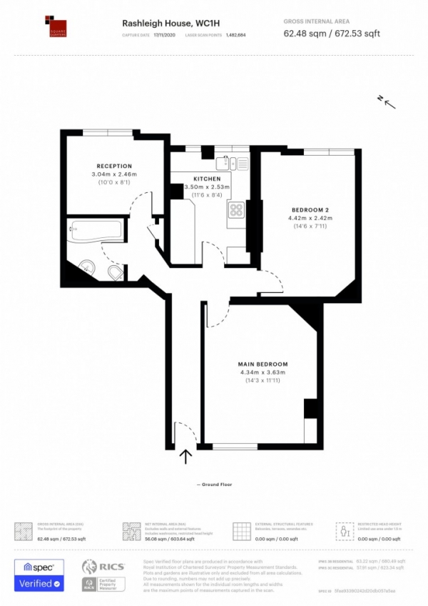 Floor Plan Image for 2 Bedroom Flat to Rent in Rashleigh House Thanet Street,  Bloomsbury, WC1H