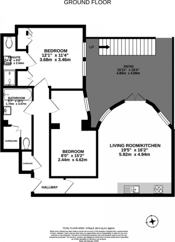 Floor Plan Image for 2 Bedroom Flat to Rent in Chapel Market,  Angel, N1