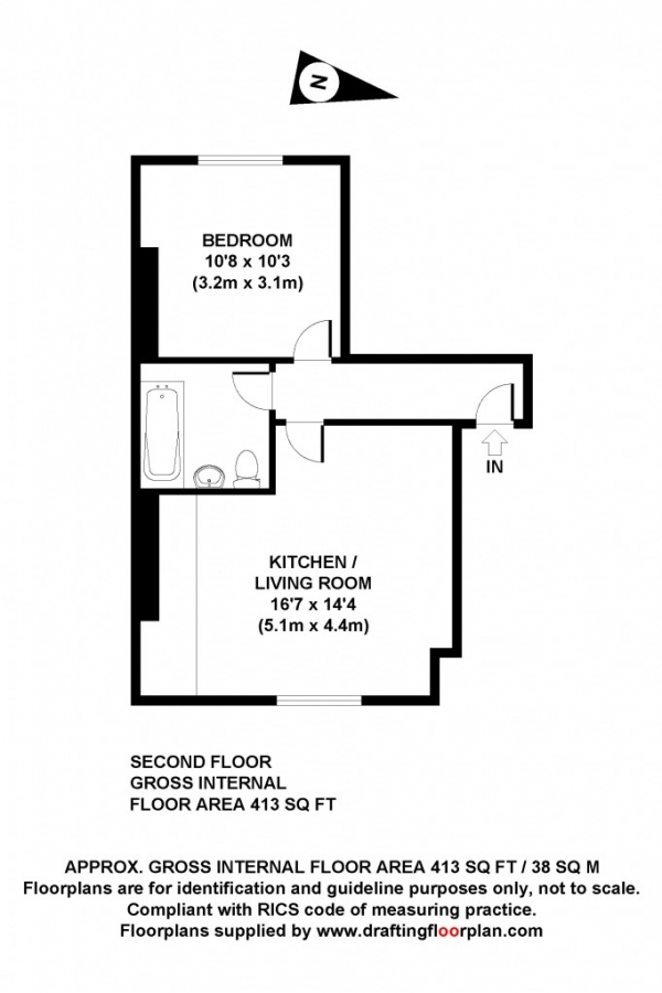Floor Plan Image for 1 Bedroom Flat to Rent in Caledonian Road,  Islington, N1