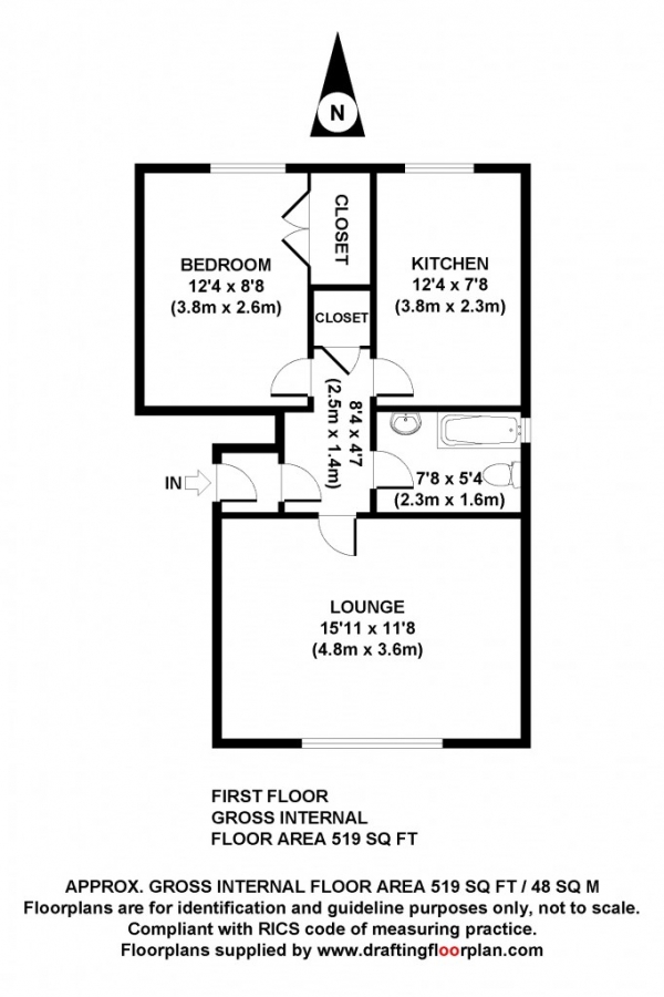 Floor Plan Image for 1 Bedroom Apartment for Sale in Nichollsfield Walk,  Islington, N7