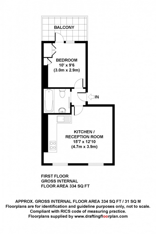 Floor Plan Image for 1 Bedroom Flat to Rent in Hargrave Road,  Archway, N19