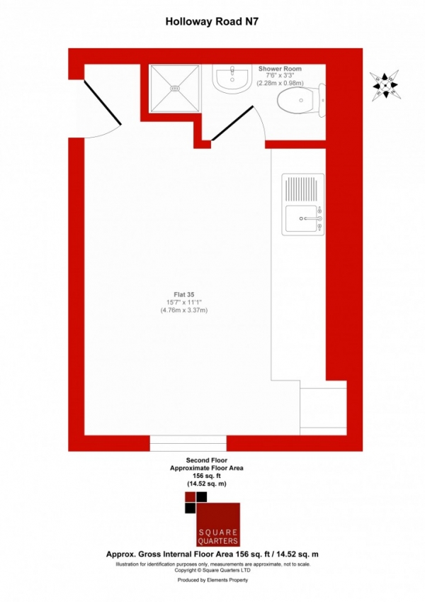 Floor Plan Image for Studio for Sale in Holloway Road,  Holloway, N7