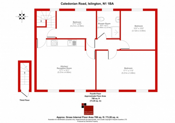 Floor Plan Image for 3 Bedroom Flat for Sale in Caledonian Road,  Islington, N1