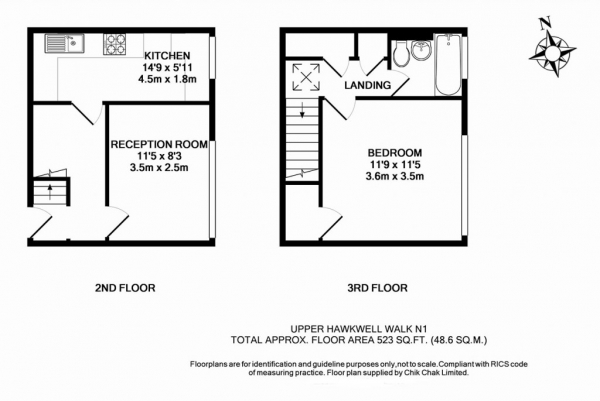 Floor Plan Image for 1 Bedroom Flat for Sale in Upper Hawkwell Walk, Popham Estate, Islington, N1