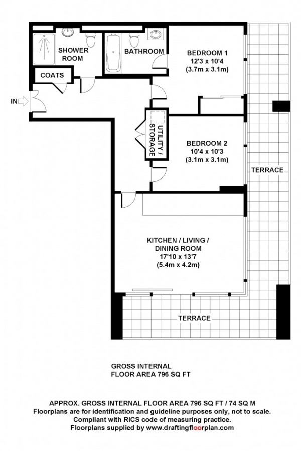 Floor Plan Image for 2 Bedroom Flat for Sale in Bridgeman House Kensington High Street,  Kensington, W14