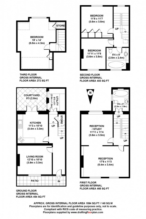Floor Plan Image for 4 Bedroom Terraced House for Sale in Harecourt Road,  Islington, N1