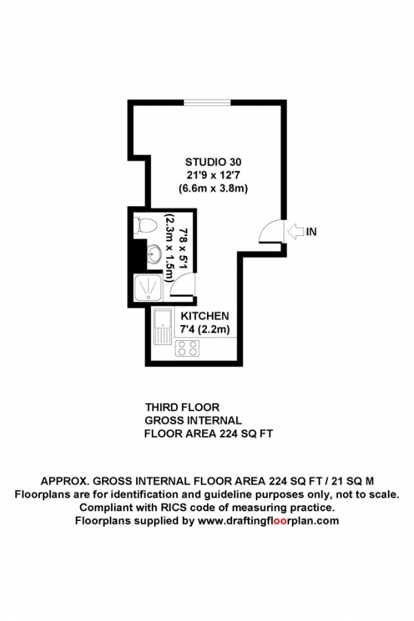 Floor Plan Image for Studio for Sale in Holloway Road,  Holloway, N7