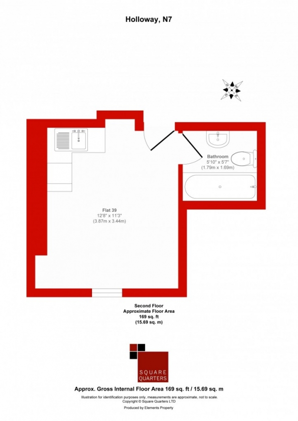 Floor Plan Image for Studio for Sale in Holloway Road,  Holloway, N7