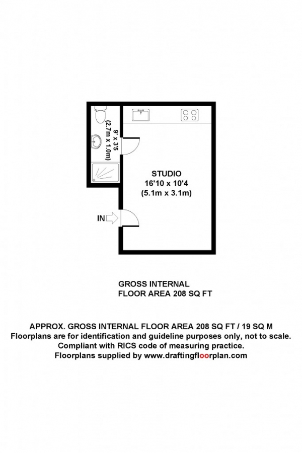 Floor Plan Image for Studio Flat for Sale in Holloway Road,  Holloway, N7