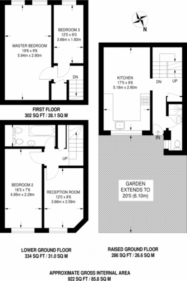 Floor Plan Image for 4 Bedroom Maisonette to Rent in Gulland Walk,  Islington, N1