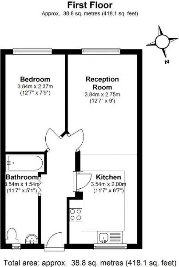 Floor Plan Image for 1 Bedroom Flat for Sale in Angel House 20 - 32 Pentonville Road,  Angel, N1