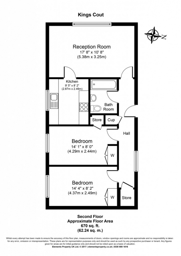 Floor Plan Image for 2 Bedroom Flat for Sale in Kings Court 353 Caledonian Road,  Islington, N7