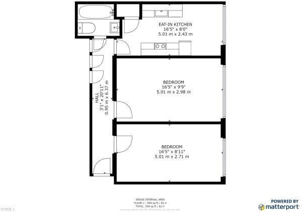 Floor Plan Image for 1 Bedroom Flat to Rent in Peregrine House, Hall Street, Angel, EC1V