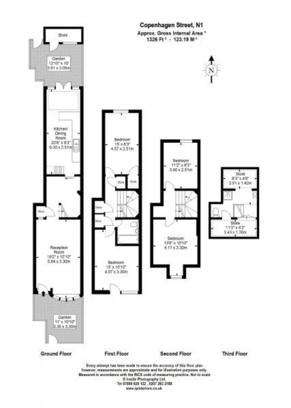 Floor Plan Image for 4 Bedroom Terraced House to Rent in Copenhagen Street,  Kings Cross, N1