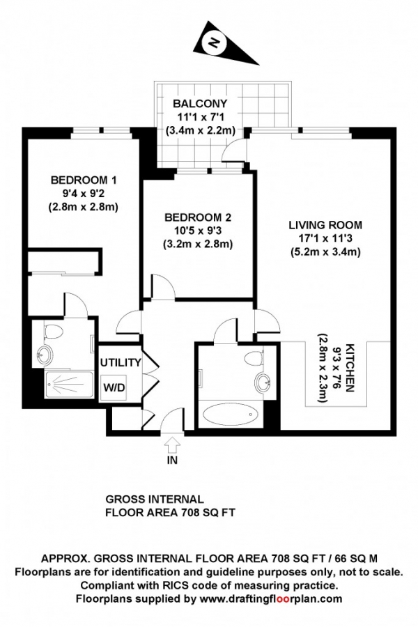 Floor Plan Image for 2 Bedroom Flat for Sale in Basset Court Smithfield Square, High Street, Hornsey, N8