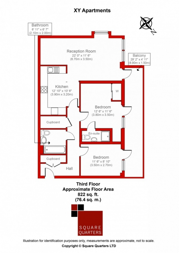 Floor Plan Image for 2 Bedroom Flat to Rent in XY Air Apartments York Way,  Kings Cross, N7