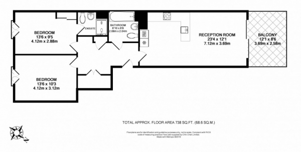 Floor Plan Image for 2 Bedroom Flat to Rent in London Square Sterling Way,  Kings Cross, N7