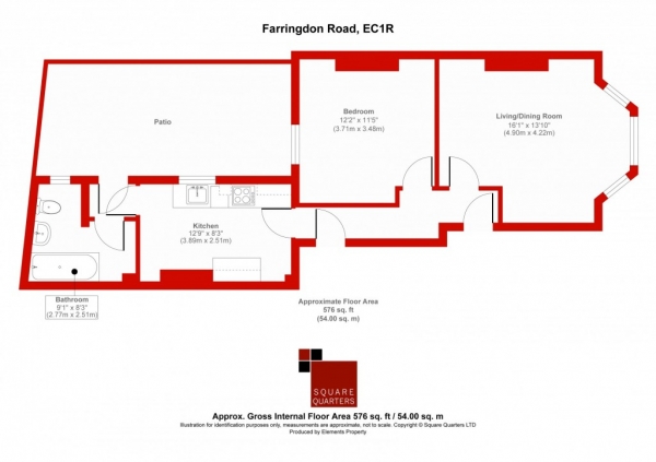 Floor Plan Image for 1 Bedroom Flat for Sale in Farringdon Road,  Clerkenwell, EC1R