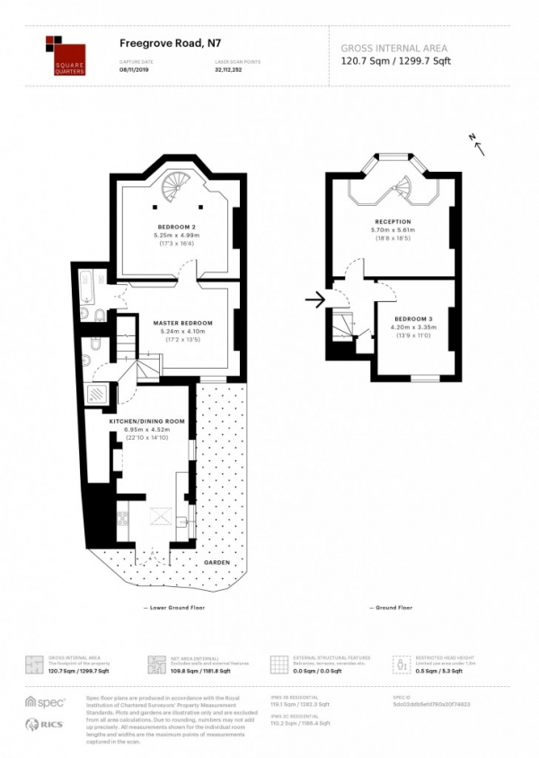 Floor Plan Image for 3 Bedroom Flat to Rent in Freegrove Road,  Islington, N7