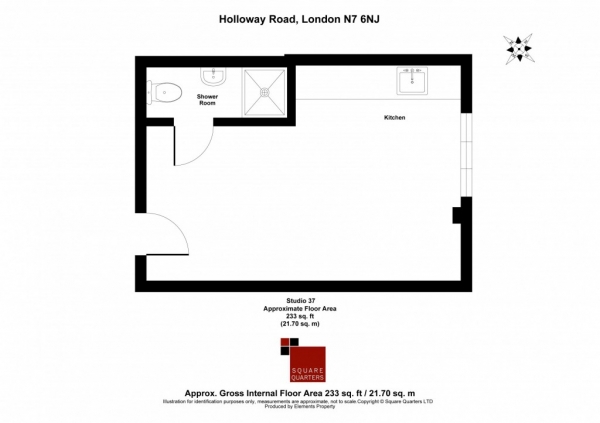 Floor Plan Image for Studio for Sale in Holloway Road,  Holloway, N7