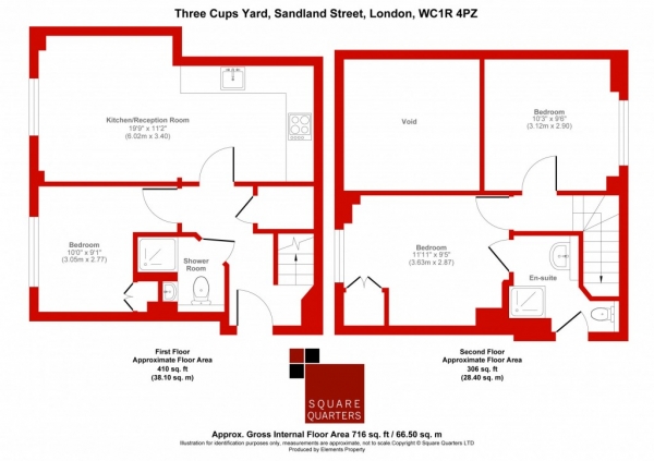 Floor Plan Image for 2 Bedroom Flat to Rent in Three Cups Yard, Sandland Street, Bloomsbury, WC1R