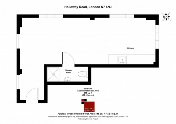 Floor Plan Image for Studio for Sale in Holloway Road,  Holloway, N7