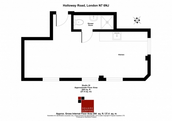 Floor Plan Image for Studio for Sale in Holloway Road,  Holloway, N7